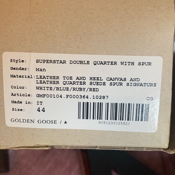 MENS size 44: Golden Goose sneakers- never worn- new in box. - Picture 8 of 8